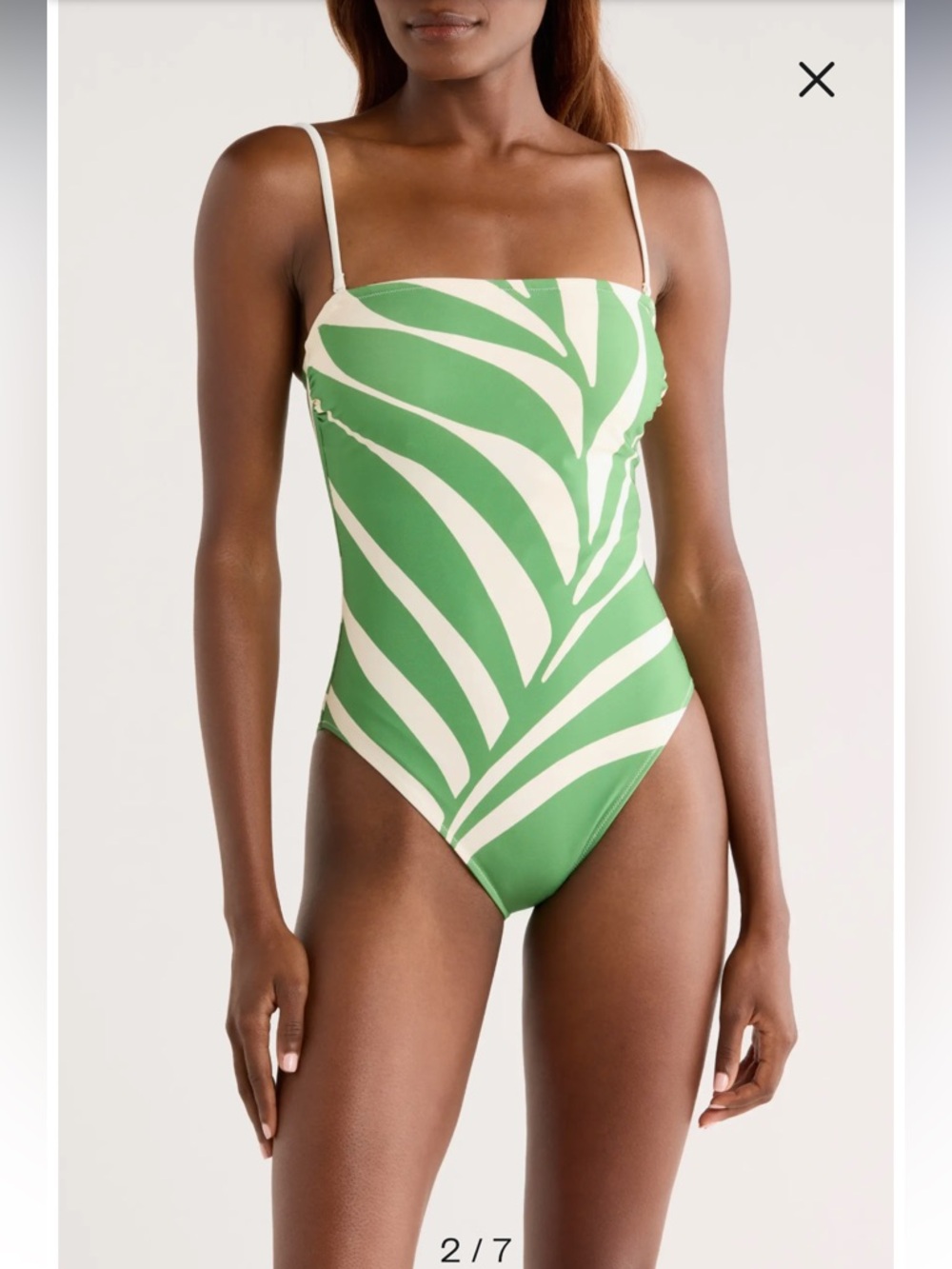 NWT & Other Stories Sz 12 Womens Green Leaf Strapless One-Piece Swimsuit Ret $98 - Picture 5 of 15
